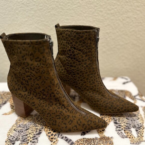 Coconuts By Matisse Clarissa Ankle Boots Size 7.5 Pointy Toe Faux Leopard Print - Picture 10 of 15
